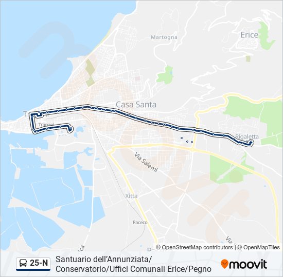 25-N bus Line Map