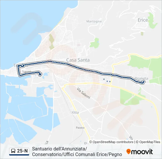 25-N Bus Line Map