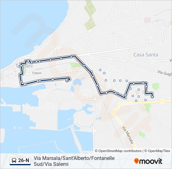 26-N bus Line Map