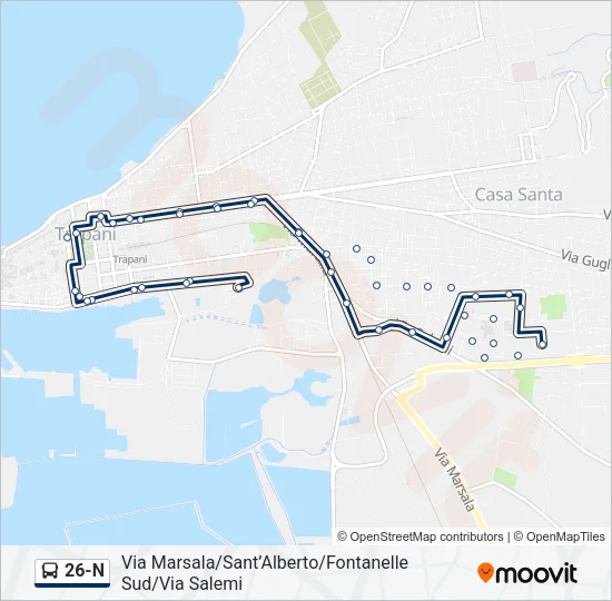 26-N Bus Line Map