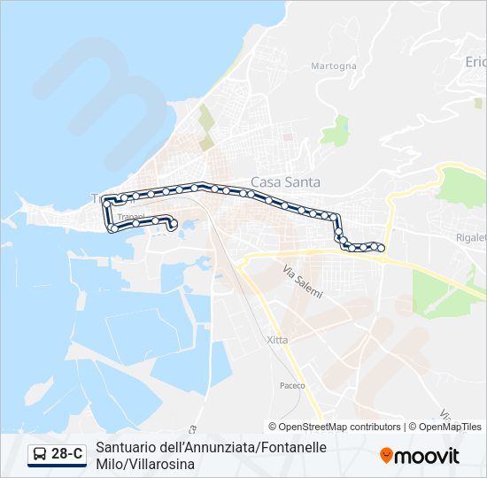 Percorso linea bus 28-C