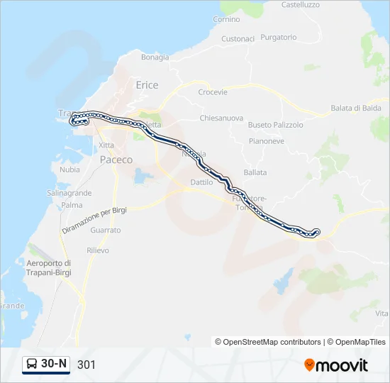 30-N Bus Line Map