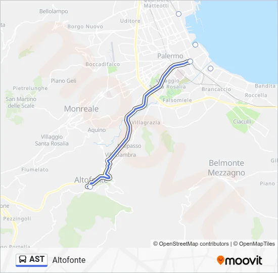 Percorso linea bus AST