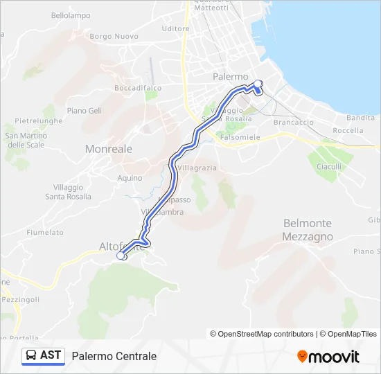 Percorso linea bus AST