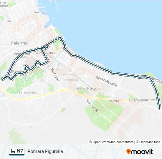 N7 Bus Line Map