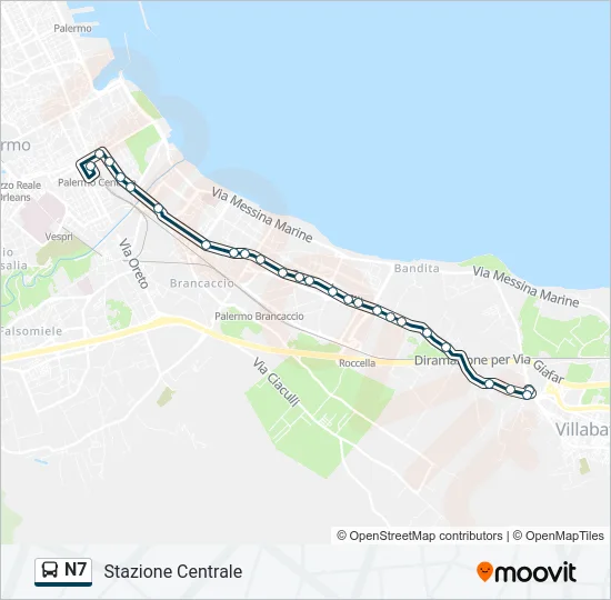 N7 Bus Line Map