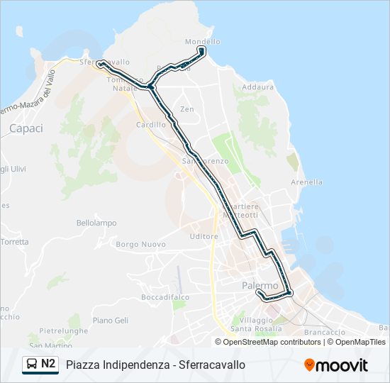 N2 bus Line Map