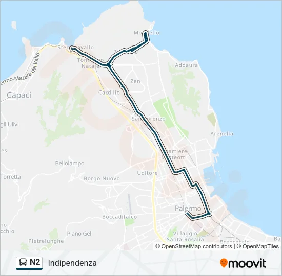 N2 Bus Line Map
