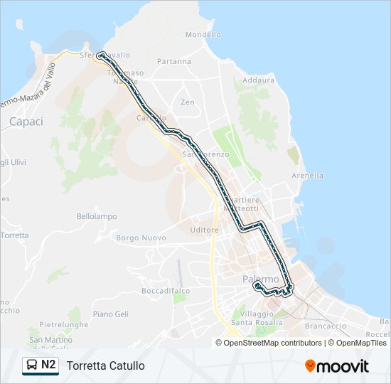 N2 Bus Line Map