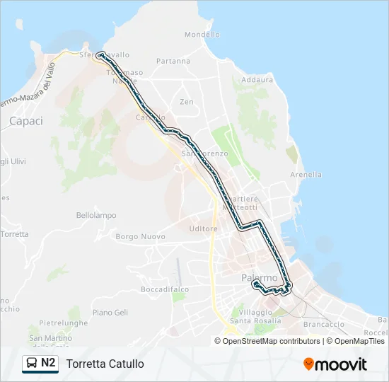 N2 Bus Line Map