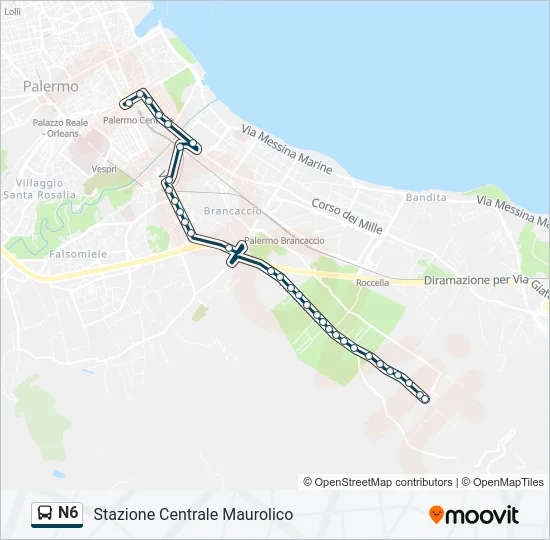 N6 Bus Line Map