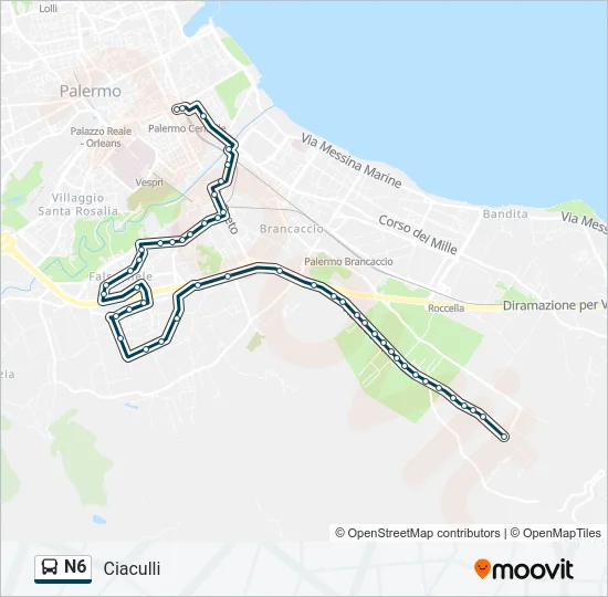 N6 Bus Line Map