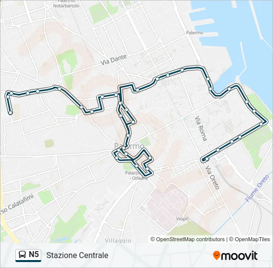 N5 Bus Line Map