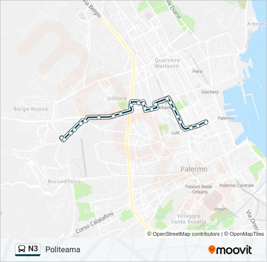 N3 Bus Line Map