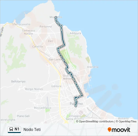 N1 Bus Line Map