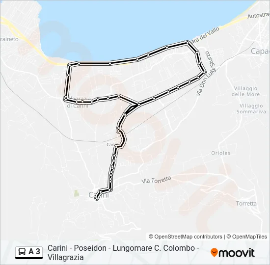 A 3 Bus Line Map