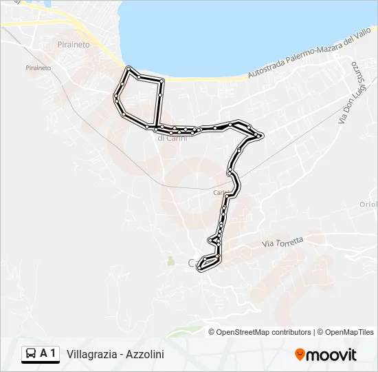A 1 Bus Line Map