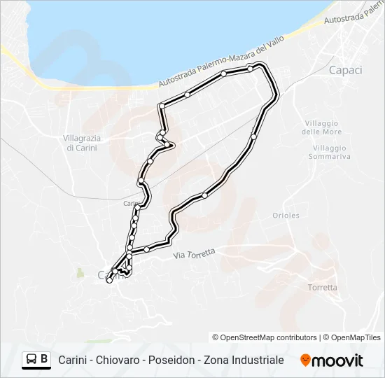 B Bus Line Map