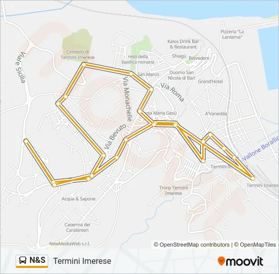 N&S Bus Line Map