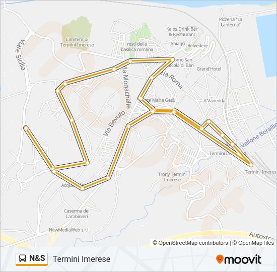 N&S Bus Line Map