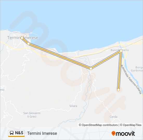 Percorso linea bus N&S