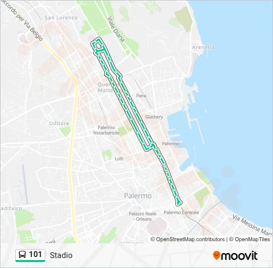 Percorso linea bus 101