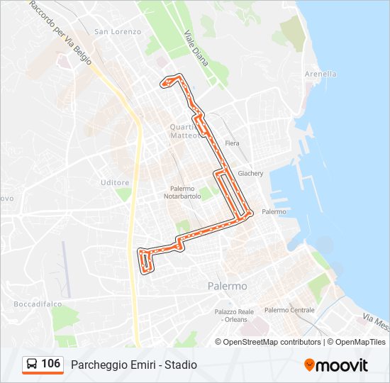 106 bus Line Map