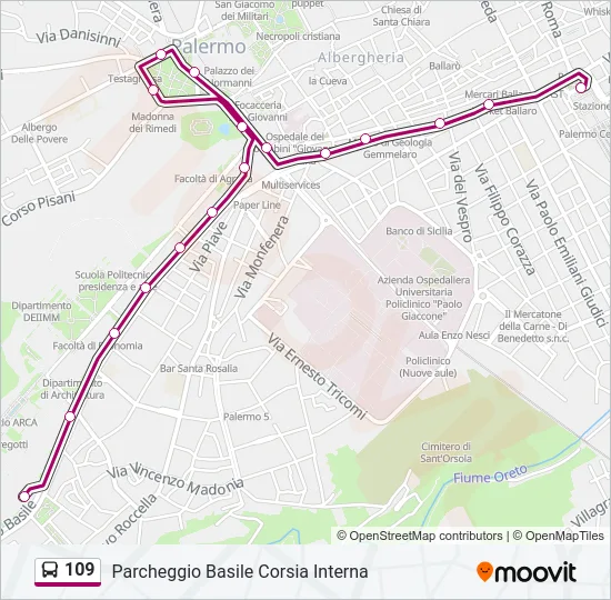 109 Bus Line Map