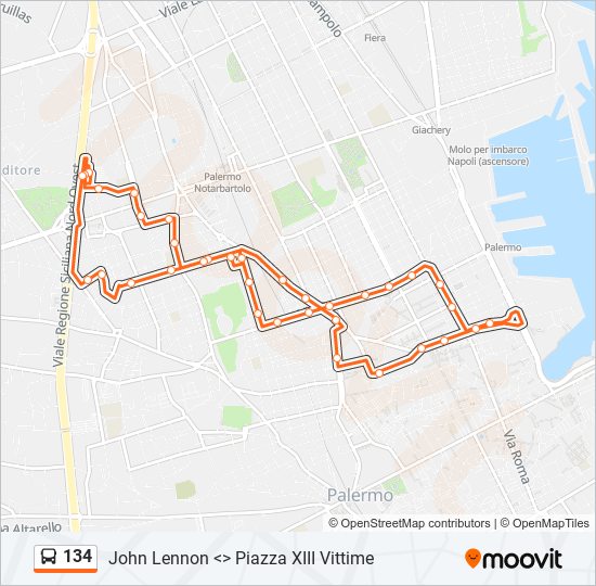 134 bus Line Map