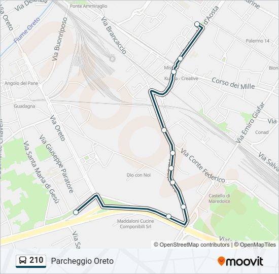 Percorso linea bus 210