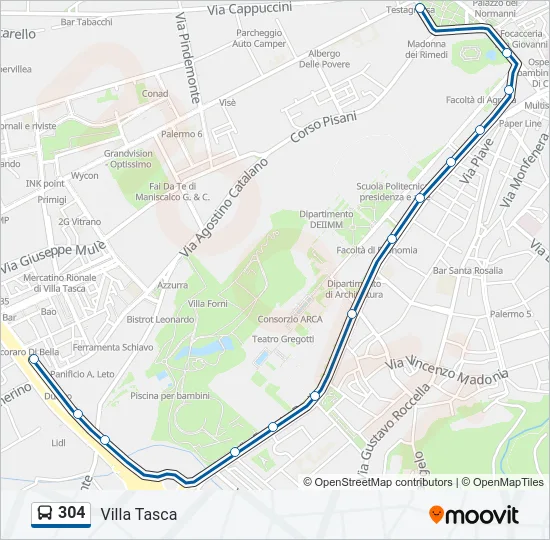 304 Bus Line Map