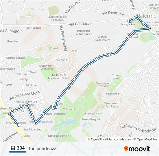 304 Bus Line Map