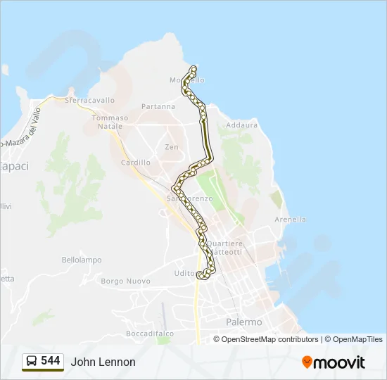544 Bus Line Map