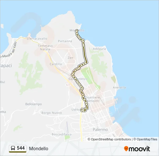 544 Bus Line Map