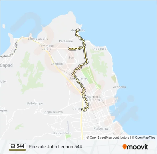 544 Bus Line Map