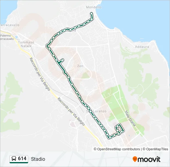 614 Bus Line Map