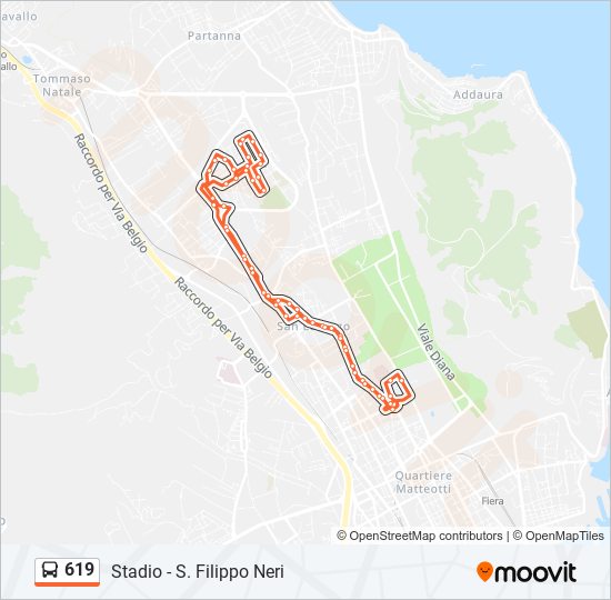 619 bus Line Map