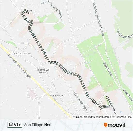 619 Bus Line Map