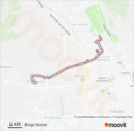625 Bus Line Map