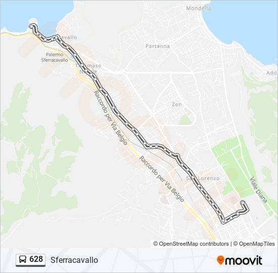 628 bus Line Map