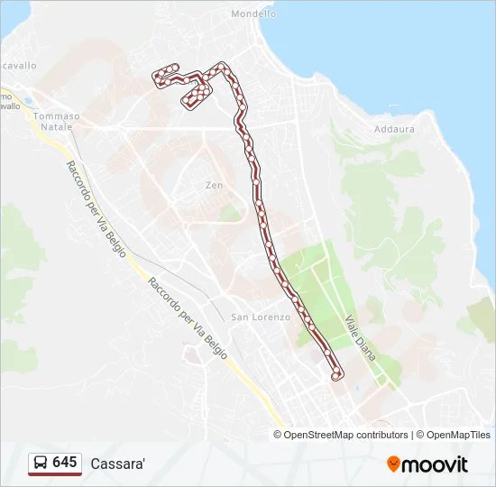 645 Bus Line Map