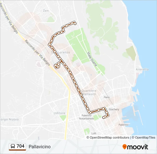 704 Bus Line Map