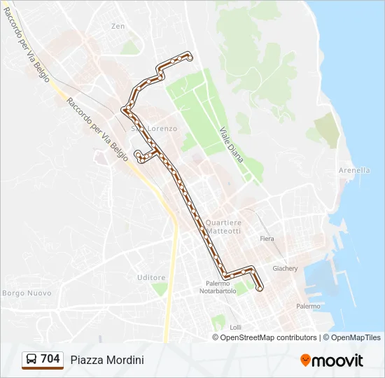 704 Bus Line Map