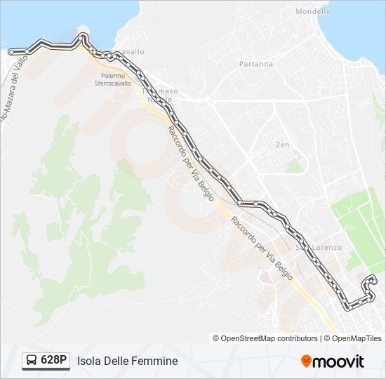 628P bus Line Map
