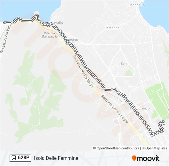 628P Bus Line Map