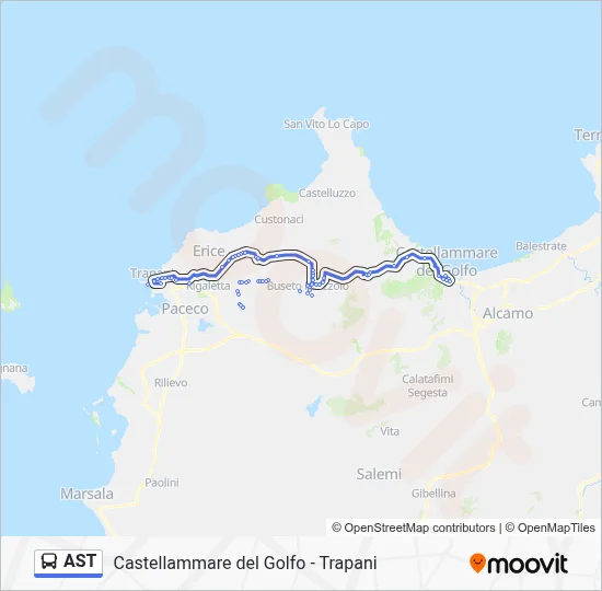 Percorso linea bus AST