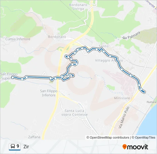 9 Bus Line Map
