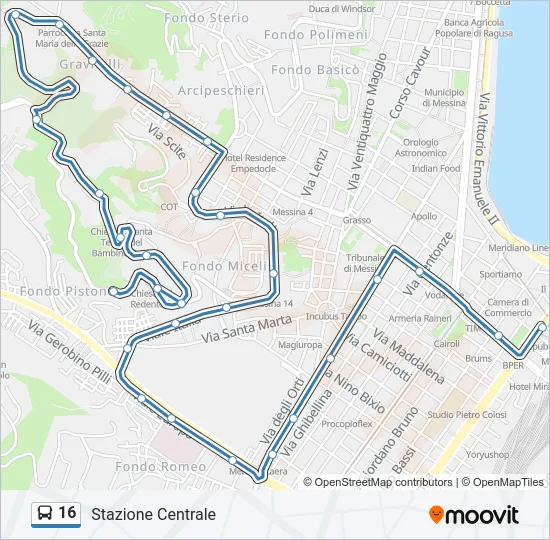 16 Bus Line Map