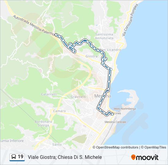Percorso linea bus 19