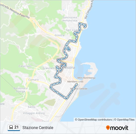 21 bus Line Map